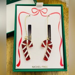 NWT True to Form Festive Candy cane dangle earrings